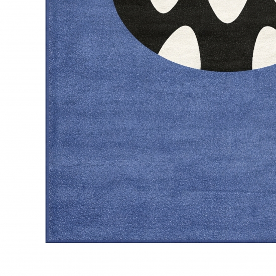 Runder Spielteppich Blau mit Monster Gesicht