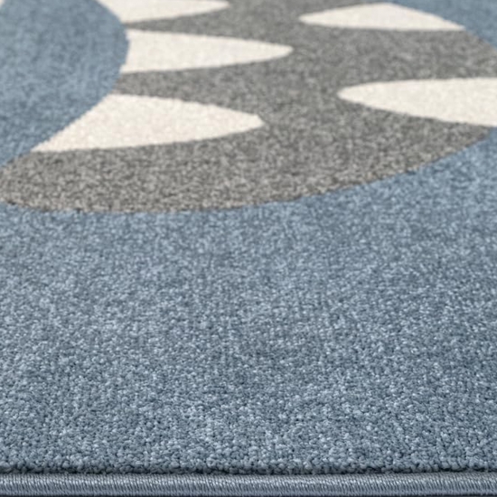Runder Spielteppich Blau mit Monster Gesicht