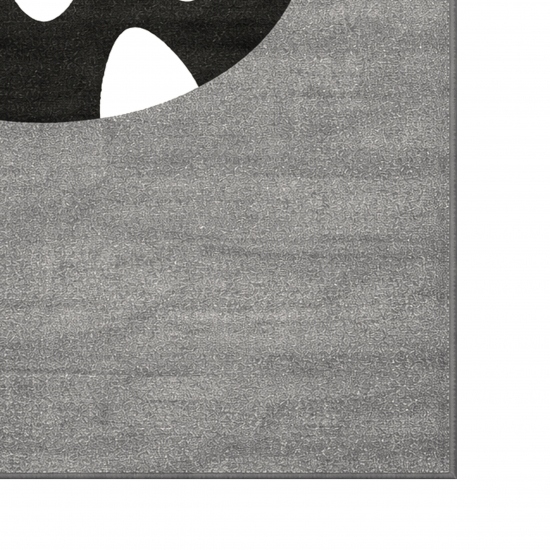 Runder Spielteppich Grau mit Monster Gesicht