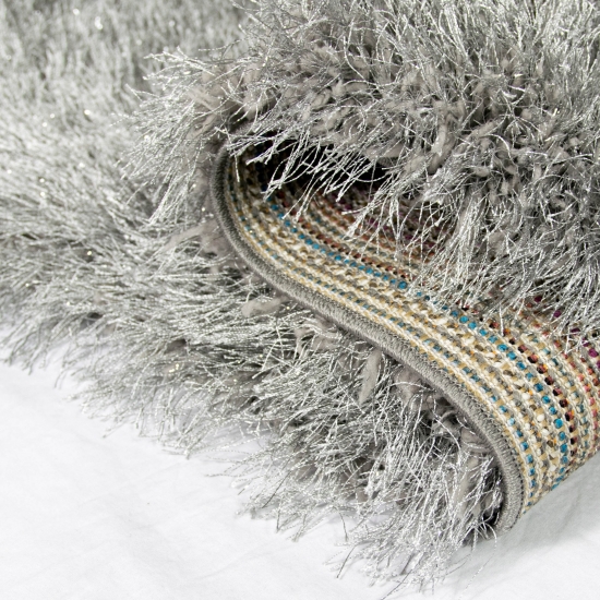 Shaggy Teppich Hochflor mit Glitzer in Grau