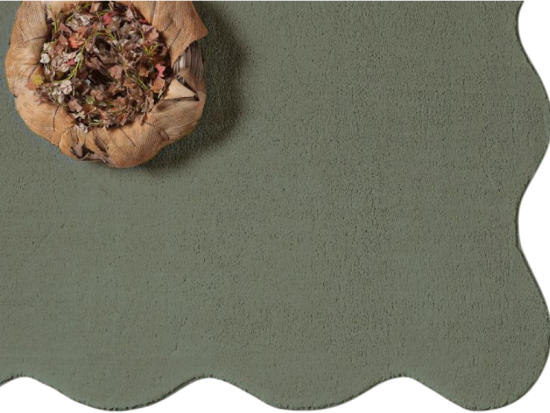 Preview: Teppich Forest Grün pflegeleicht weich moderne Wellenform