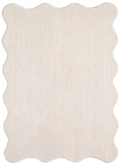 Beige Teppich pflegeleicht moderne Wellenform
