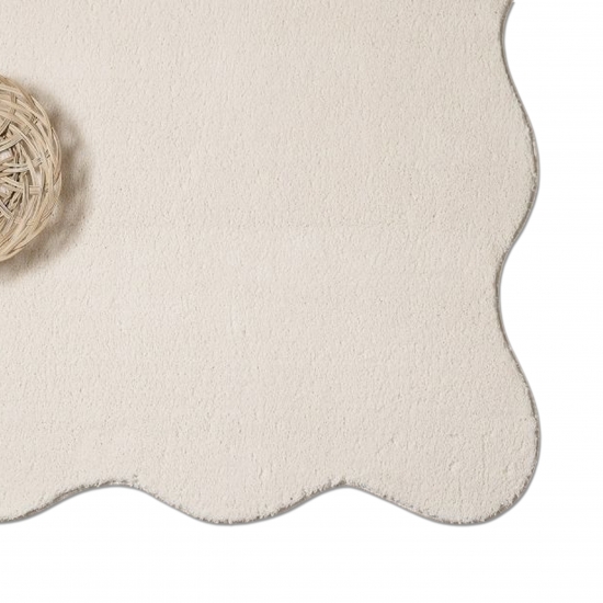 Beige Teppich pflegeleicht moderne Wellenform