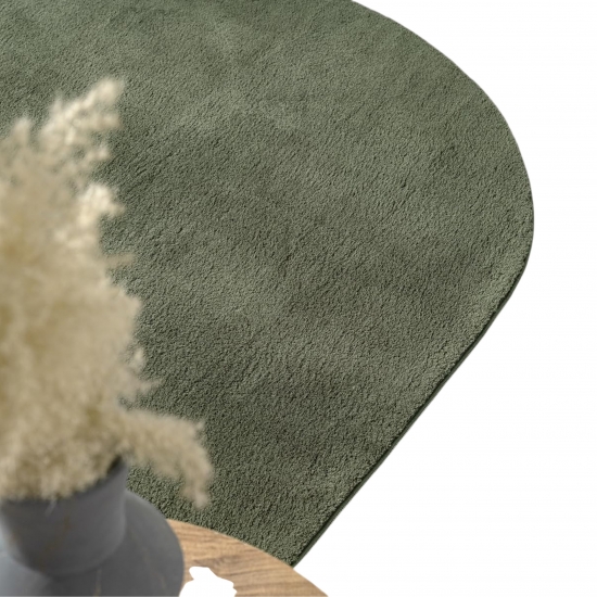 Preview: Teppich Shape in moderner Freiform rutschfest weich Forest Grün