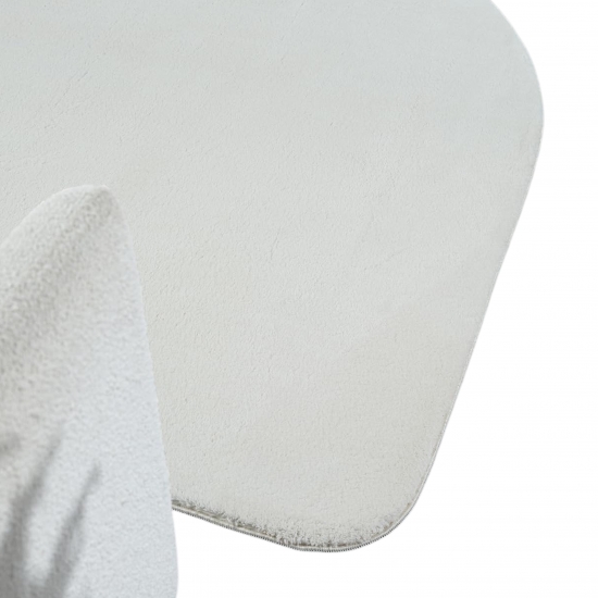 Preview: Teppich Shape in moderner Freiform rutschfest weich Creme