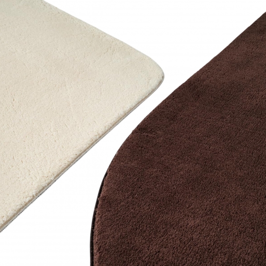 Preview: Teppich Shape in moderner Freiform rutschfest weich Braun