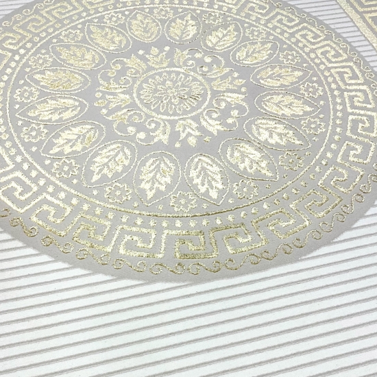 Glänzender Designerteppich mit Orientalischem Muster in weiß-gold