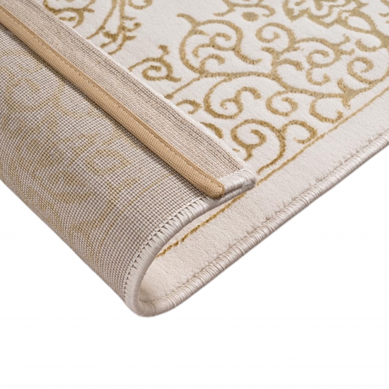 Teppich Creme Gold Muster pflegeleicht