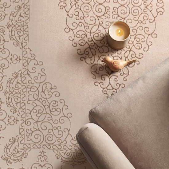 Teppich Beige Ornament Muster pflegeleicht
