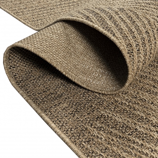 Preview: Zeitloser Teppich für Innen- & Außenbereich wetterfest mit Blattmuster in Beige Braun