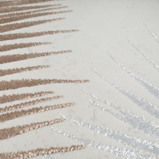 Pflegeleichter Creme Teppich mit Palmblättern und Glanzeffekt