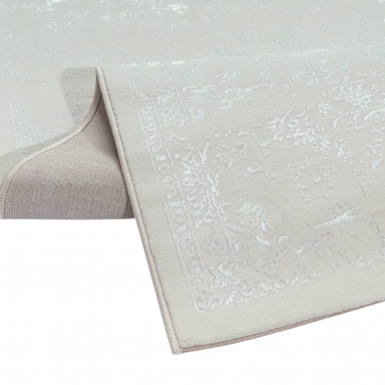 Teppich Creme mit Ornament Muster pflegeleicht Wohnbereich