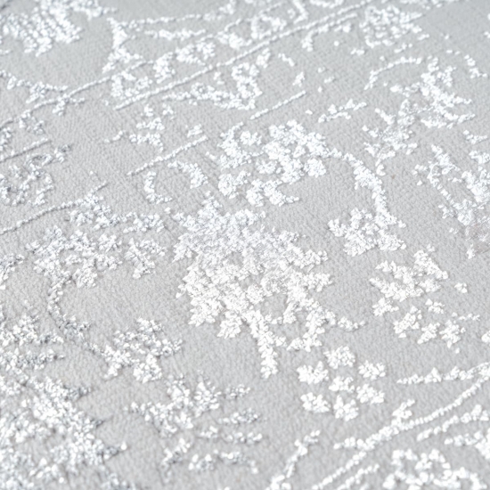 Teppich Grau mit Ornament Muster pflegeleicht