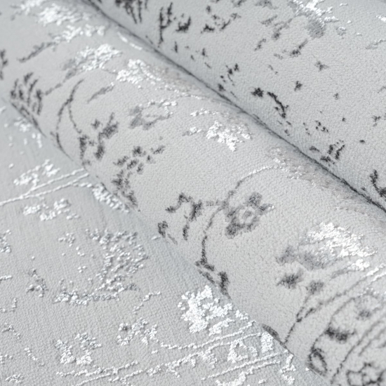Teppich Grau mit Ornament Muster pflegeleicht