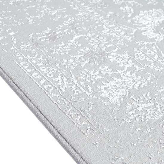 Teppich Grau mit Ornament Muster pflegeleicht
