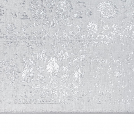 Teppich Grau mit Ornament Muster pflegeleicht