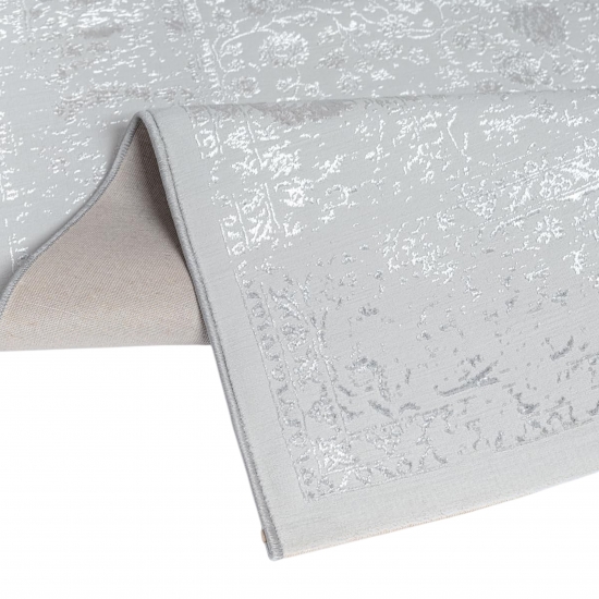 Teppich Grau mit Ornament Muster pflegeleicht