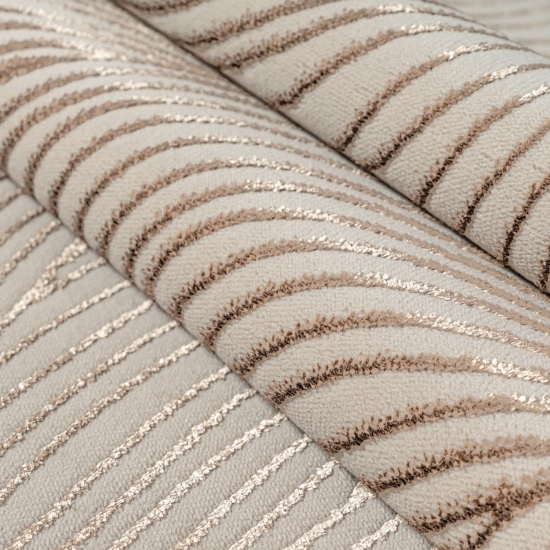 Teppich Creme modern pflegeleicht weich mit Wellenstruktur