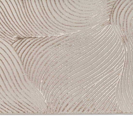 Teppich Creme modern pflegeleicht weich mit Wellenstruktur