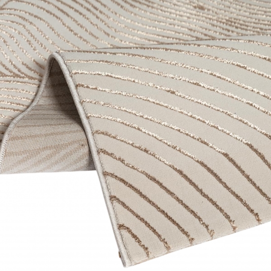 Teppich Creme modern pflegeleicht weich mit Wellenstruktur
