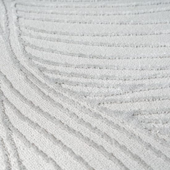 Teppich Silber modern weich pflegeleicht mit Wellenstruktur