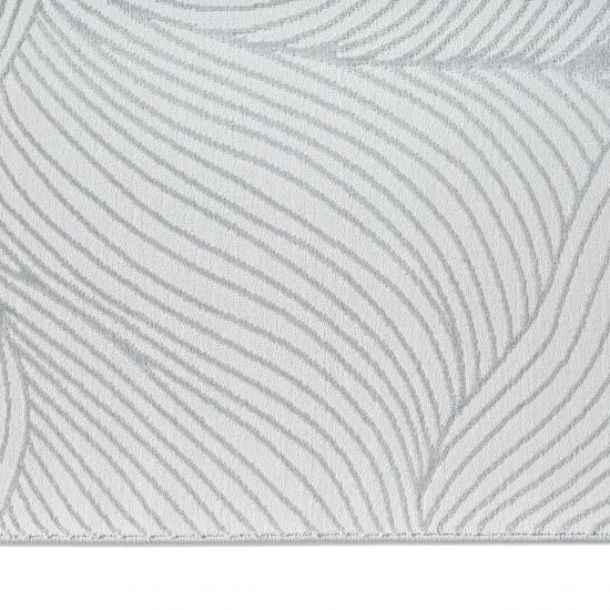 Teppich Silber modern weich pflegeleicht mit Wellenstruktur