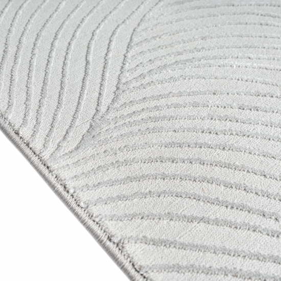 Teppich Silber modern weich pflegeleicht mit Wellenstruktur