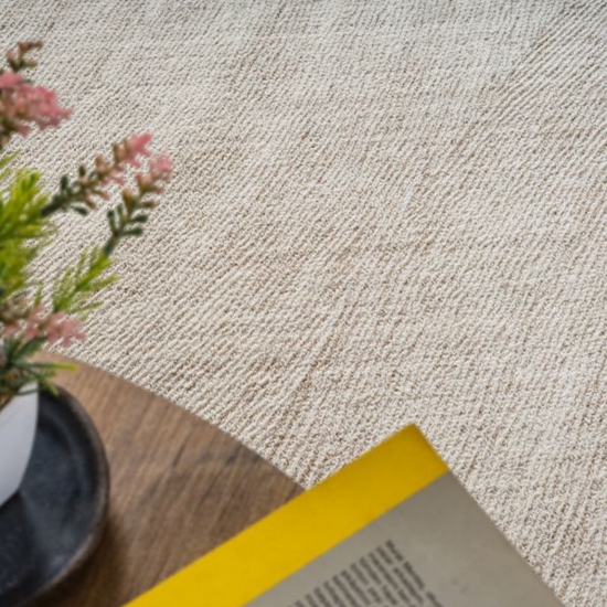 Preview: Moderner Teppich in beige mit Linien-Design weich pflegeleicht