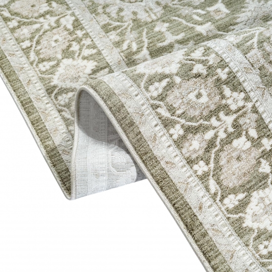 Teppich Grün Beige floral pflegeleicht robust vielseitig
