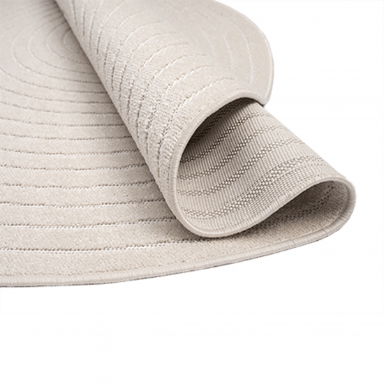 Outdoor Teppich Beige rund robust pflegeleicht vielseitig einsetzbar