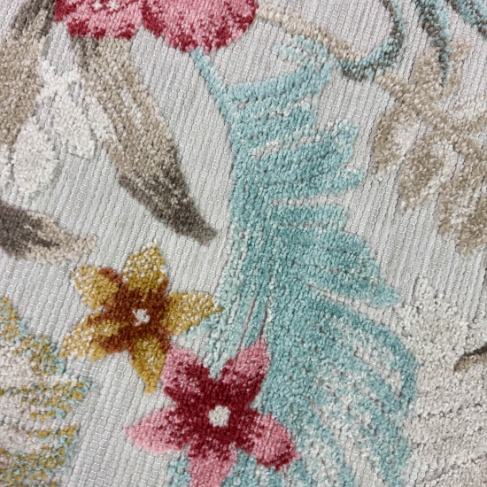 Preview: In- & Outdoor Teppich 3d-effekt Blumen Blätter Muster Mehrfarbig