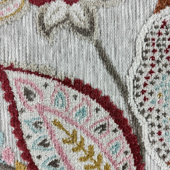Outdoor Teppich mit Blumen Muster in creme mehrfarbig
