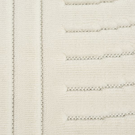 Preview: Wohnzimmerteppich mit niedrigem Flor und halbrundes Linienmuster in Creme