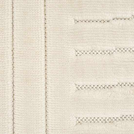 Preview: Wohnzimmerteppich mit niedrigem Flor und halbrundes Linienmuster in Beige