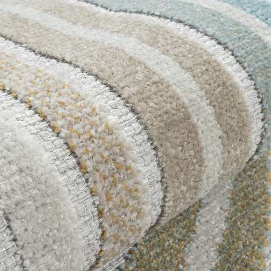 Preview: Gemusterter In- & Outdoor Teppich in Creme mit Bunten Linien