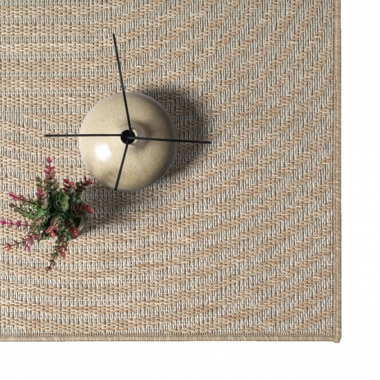 Teppich Outdoor grafisches Linienmuster wetterfest Terrasse Balkon Beige