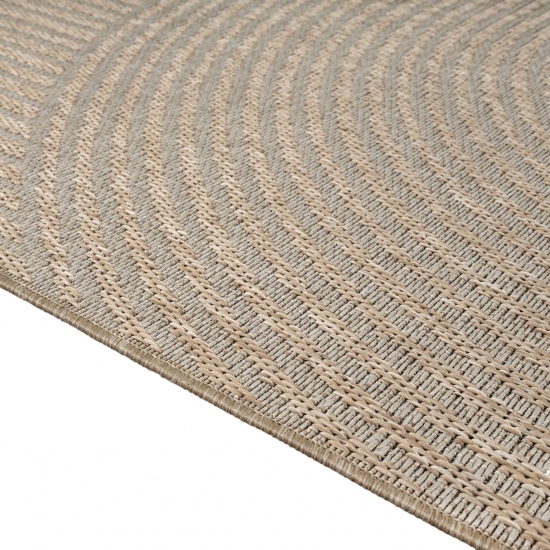 Teppich Outdoor grafisches Linienmuster wetterfest Terrasse Balkon Beige