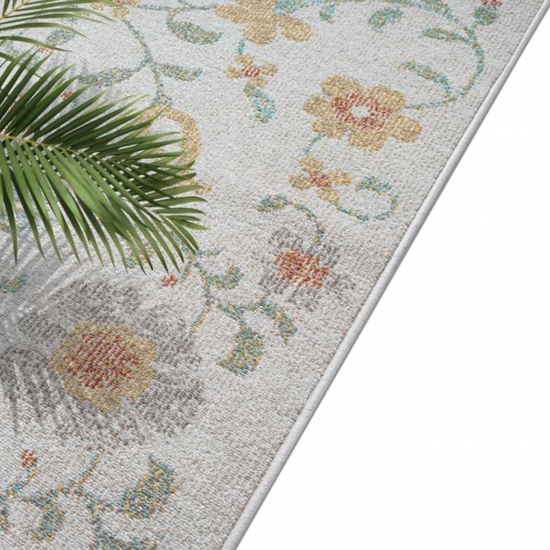 Outdoor-Teppich Blumenmuster Wohnzimmer Terrasse creme, multi