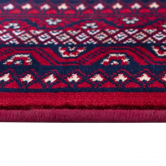 Teppich Rot geometrisches Muster pflegeleicht für Wohnbereiche