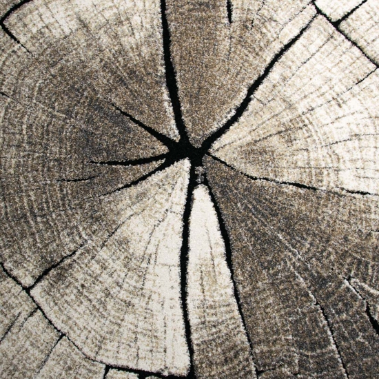 Preview: Teppich Baum Optik in Braun Beige Grau Creme