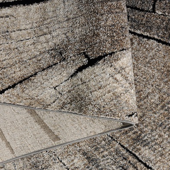 Teppich Baum Optik in Braun Beige Grau Creme