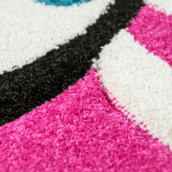 Kinderteppich Schmetterling Design Pink Türkis Grau Grün Creme