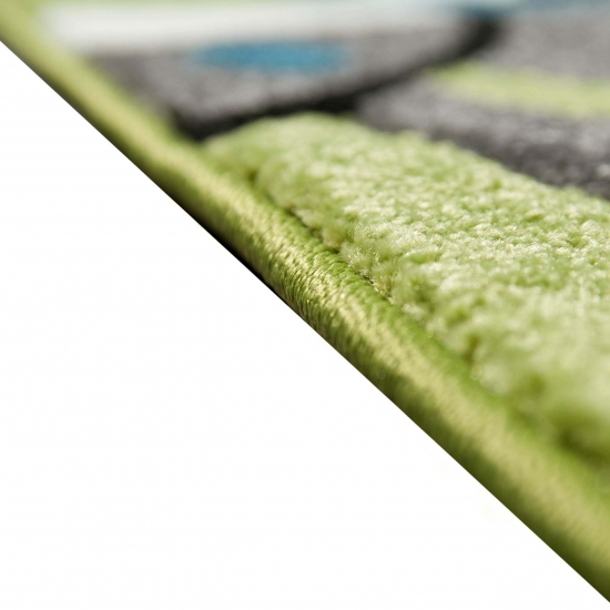 Kinderteppich Schmetterling Design Grün Pink Grau Türkis Weiss