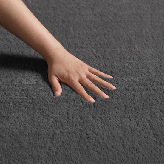 Preview: Teppich Anthrazit weich rutschfest pflegeleicht geeignet für Wohnzimmer Schlafzimmer Flur