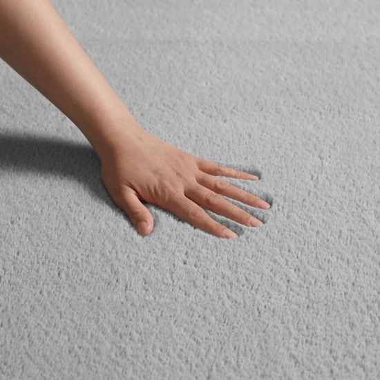 Preview: Teppich grau Wohnzimmer Schlafzimmer modern rutschfest weich Kurzflor Fußbodenheizung geeignet