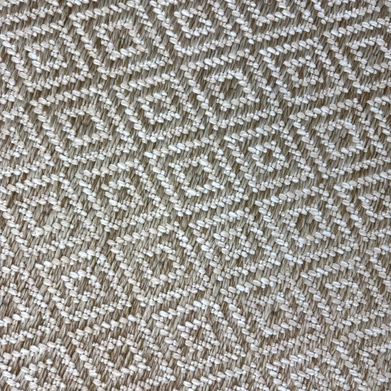 Preview: In- & Outdoorteppich Balkon wetterfest Niedrigflor im Rautenmuster in beige