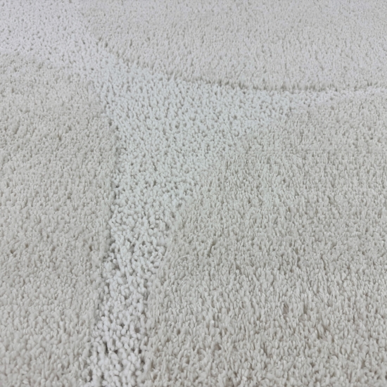 Preview: Moderner Hochflor-Teppich stilvoll, weich & zeitlos mit organischem Muster in Creme