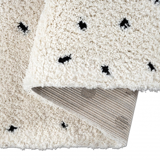 Teppich gepunktet Creme Wohnzimmer weich modern flauschig gemütlich