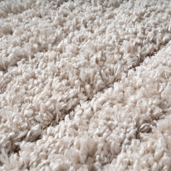 Praktischer Teppich Beige Linienmuster pflegeleicht für Wohnbereiche
