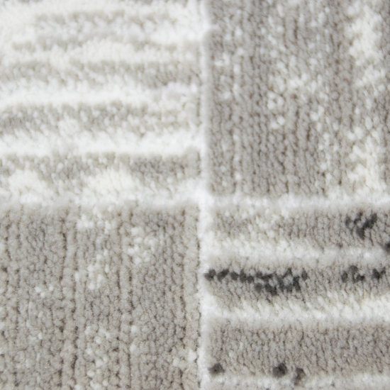 Designer Teppich mit Karomuster in Beige Grau